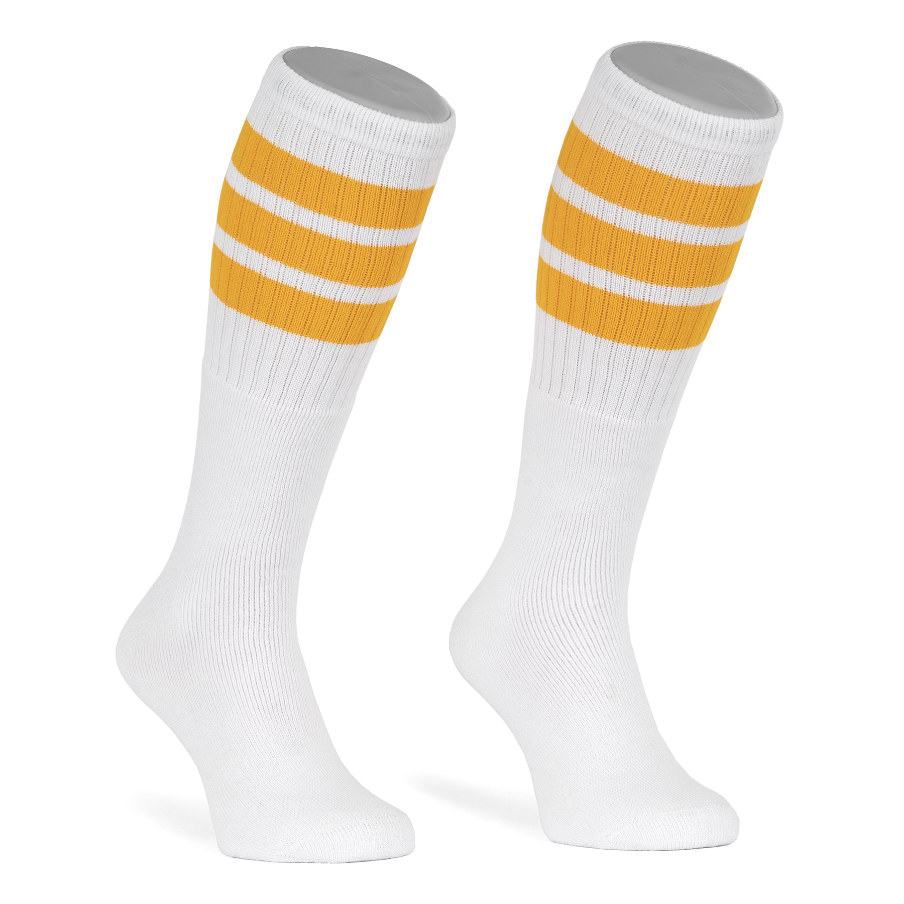 22-71 22” KNEE HIGH BLACK tube socks with WHITE stripes style 2